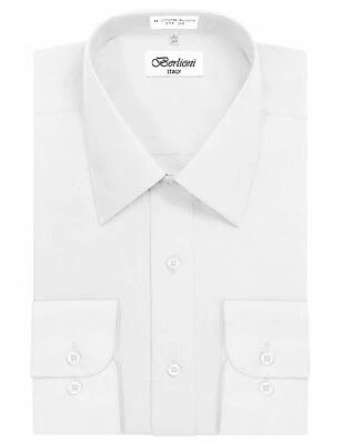 Nueva Camisa de Vestir Berlioni Italia Hombres Premium Clásica Francesa Convertible Puño Sólido Foto 1 de 2