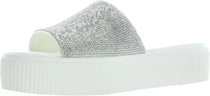 Jessica Simpson Ezira Platform Slide Sandalo | Argento Brillante Sabbia | 11 M. - Foto 1 di 6