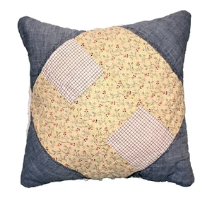 Accent Throw Pillow Made With Vintage 1930's Feedsack Quilt and Chenille - Picture 1 of 2