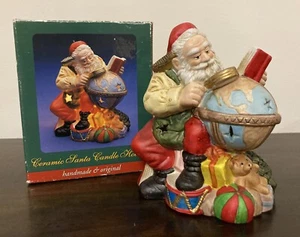 Portacandele globo Babbo Natale in ceramica vintage fatto a mano Natale da gioco - come nuovo - Foto 1 di 9