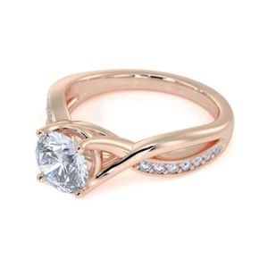 1.14 Ct Round Cut Lab Created Diamond Anniversary Ring 14k Rose Gold Size 7, 8 - Picture 1 of 4
