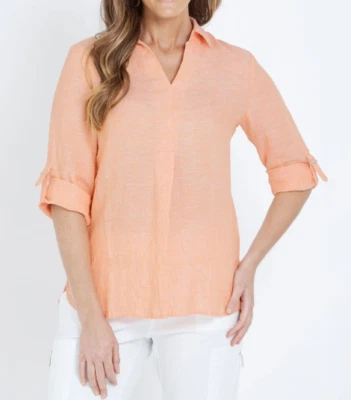 BNWT Womens Sz 18 W Lane Orange D Ring Linen Top RRP $89.99 - Image 1 of 3
