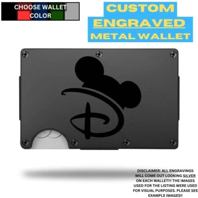 Mickey Mouse Ears Custom Laser Engraved Onto An Aluminum Wallet - Image 1 of 4