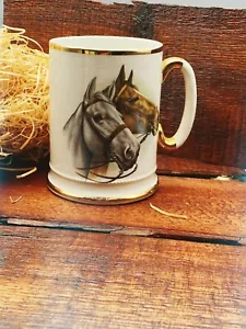 Vintage Arthur Wood porcelain pottery horse tankard/ mug gilded - Picture 1 of 7