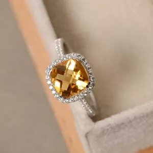 2.70 Ct Natural Diamond Citrine Anniversary Ring 14K Solid White Gold Size 8 9.5 - Picture 1 of 7