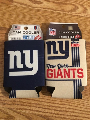 Licensed Football 2 Sided 12 oz New York Giants Can Cooler Collapsible NFL Cover