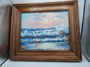 11x13 Gemälde mit Holzrahmen von S Percy Strand Küste Ölgemälde - Bild 1 von 5