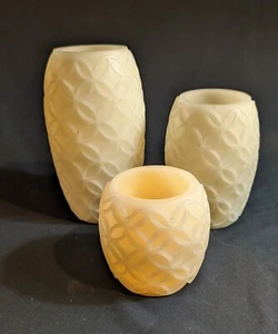 Battery Operated Textured Wax LED Candles - Set of 3 - Picture 1 of 3