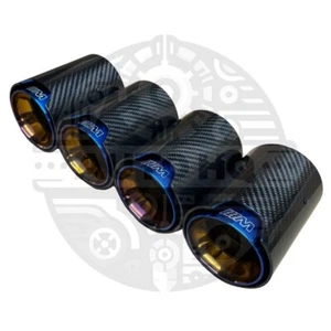 4 x Puntas de escape de fibra de carbono azul quemado BMW M2/M3/M4/M5 MP F87/F80/F82/F83/F10 - Imagen 1 de 11
