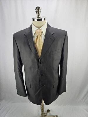 Chaqueta Blazer Jones New York Para Hombre Marrón Sobre Marrón Rayas Lana Mezcla Seda 40L Foto 1 de 4