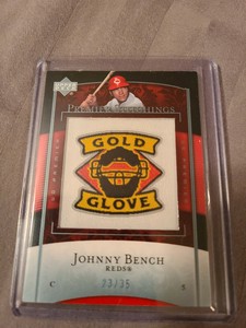 2007 Upper Deck Premier Stitchings Gold Glove Johnny Bench Cincinnati Reds 