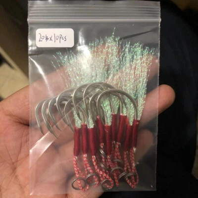 20PCS Fishing Jig Assist Hooks High Carbon Steel Jigging Hook Saltwater Big Game - Image 1 of 4