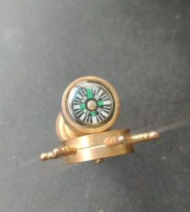 antique buffed polished brass ships wheel and compass - Picture 1 of 3