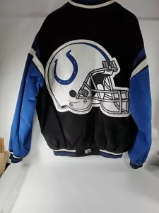 Giacca scamosciata Indianapolis Colts blu-nero-bianco lettere TG XL - Foto 1 di 17