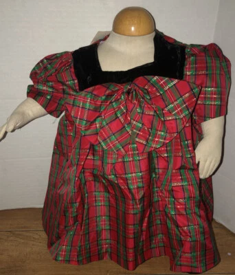 Vintage Plum Pudding Ltd. Velvet and Acetate Children's XMAS  Dress Sz 12 Mo NWT - Image 1 of 4