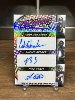 2024 Leaf Vivid Colorful Combos Cody Schrader Luther Burden Theo Wease Auto #/6 - Image 1 of 2