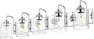 zeyu 36 Inch Industrial Bathroom Vanity Light in Silver Chrome Finish, 5-Ligh... - Picture 1 of 7