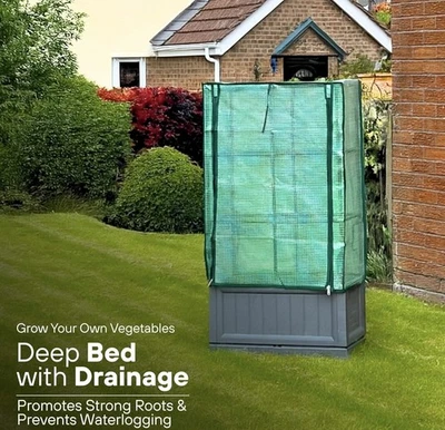 Planter Box with Greenhouse Outdoor Raised with  PE Cover and Trellis  for Herb - Image 1 of 4