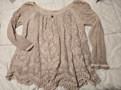 Blusa Top Camisa Túnica Reina Isabel Colgante Victoriano De Colección Italia Algodón Malva  Foto 1 de 4