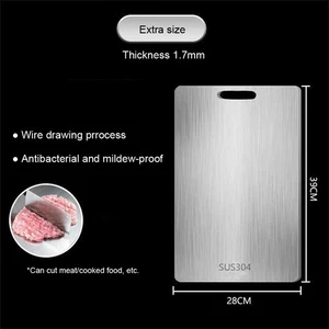 316 Stainless Steel Chopping Board Thickened Double Sided Kitchen Kneading Block - Picture 1 of 15