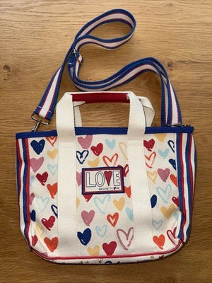 Bolso de Mano Brighton Rojo Blanco Y Tú Lona Corazones Bandolera Brillo Nuevo Foto 1 de 4