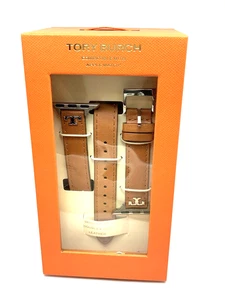 Estuche para Apple Watch Tory Burch 38-45 mm doble envoltura correa de cuero marrón TBS0114E - Imagen 1 de 8