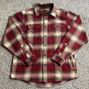 Camisa con botones Orvis Classic Collection para hombre talla L grande franela roja a cuadros - Imagen 1 de 9