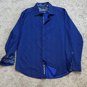 Camisa Robert Graham Para Hombre Tela Texturizada Puños Abatibles Manga Larga Con Botones XL - Imagen 1 de 11