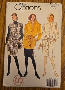 1990er Butterick Vogue Schnittmuster ungeschnitten 8 10 12 Damen Kleid Mantel 7879 - Bild 1 von 3