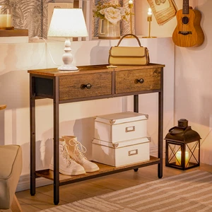 Console Table w/ 2 Non-woven Drawers Hallway Table 75 x 24 x 75 cm Side Table - Picture 1 of 9
