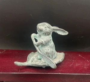 Vintage Bronze Patina Rabbit Leaf Raft Pacific Int'l SPI San Francisco USA - Picture 1 of 6