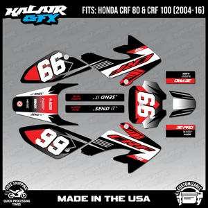 Graphics Kit for HONDA CRF80 CRF100 (2004-2016) TURBO-RED - Picture 1 of 4