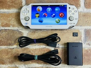SONY PS Vita PCH 1000 ZA02 Crystal White Japan Tested Charger 8GB Memory Ex DDP - Picture 1 of 23