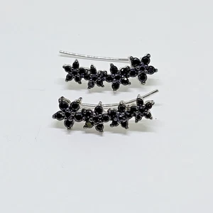 JTV Sterlingsilber schwarzer Spinell Blume Kletterer Ohrringe ~ 7/8" - Bild 1 von 7