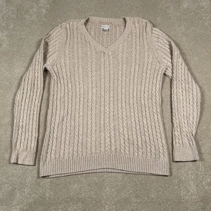 Croft & Barrow hellbraun meliert Zopfmuster V-Ausschnitt LS Pullover 100 % Baumwolle Damen XL - Bild 1 von 11