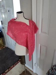 Hand Block  Pink Polka Dots Printed Anokhi Scarf   14" x 72" - 100% cotton - Picture 1 of 5