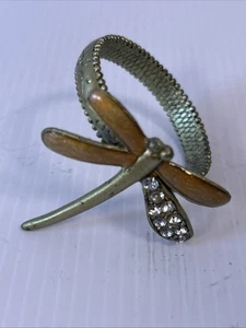1 Metal dragonfly Napkin Ring Yellow/gold Cottage Country - Picture 1 of 8