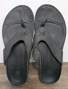 Kuru Herren Kala Flip Flop Sandalen Größe 11 Schwarz Leder Riemen Strand Schuhe - Bild 1 von 7
