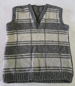 Mens Vintage Wool Sweater Vest Handmade Gray - Picture 1 of 5
