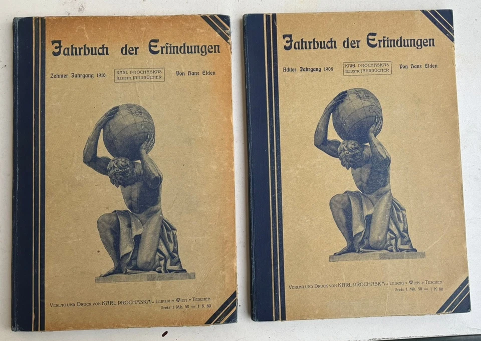 2x Jahrbuch der Erfindungen Zehnter 1907 1910 Hans Elden  illustriertes Buch - Bild 1 von 1