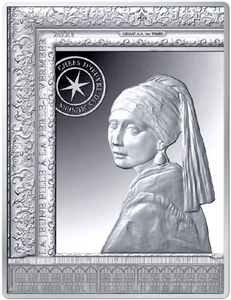 50 Euros Argent 100 g. BE 2021 - La Jeune fille à la Perle de Vermeer -  Chefs d - Imagen 1 de 3