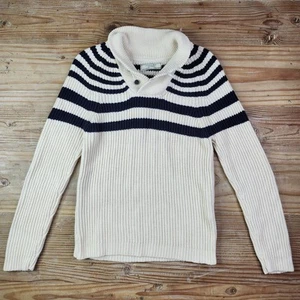 Suéter tejido Zara hombre azul marino a rayas blanco para hombre talla mediana pulóver - Imagen 1 de 6