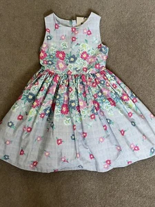 John Lewis & Partners Girls' Signature Floral Dress, Blue Age 5 Brand New - Picture 1 of 10