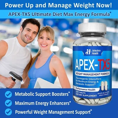 APEX TX5 - Píldoras de dieta para controlar el peso + Max Energy - 120 tabletas blancas/azules Foto 1 de 4