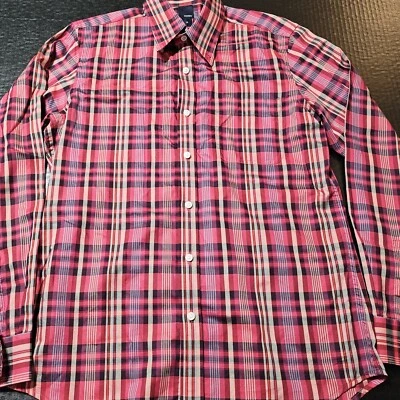 Hickey Madras 格子纽扣商务休闲正装衬衫修身男式 M 码 — 第 1/4 张图片