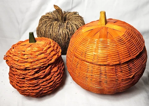 1980s HALLOWEEN Autumn Fall Decor PUMPKIN BASKETS JACK-O-LANTERN Cover