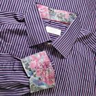 Chemise habillée homme ETON Classic taille 41/16 à rayures violettes avec poignets à rabat LS