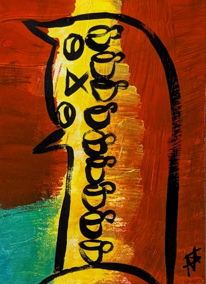 Tarjeta de arte de gatito moderno coleccionable pintura de gato ACEO original Samantha McLean Foto 1 de 1