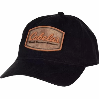 Cabela’s Outfitters Rubber Wood Patch Black Adjustable Cap Hat $22 - Image 1 of 4
