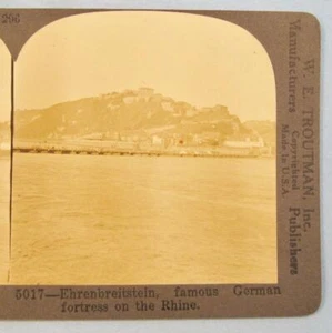 Stereoview W E Troutman 5017 Ehrenbreitstein Famous German Fortress On Rhine (O) - Picture 1 of 4